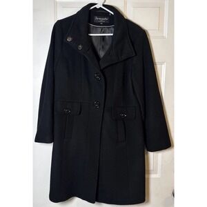 Forecaster of Boston Wool Coat Womens 10 Black Lambswool Car Coat Button Front